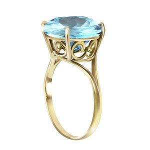 14K GOLD RING W NATURAL 12.0 MM ROUND BLUE TOPAZ